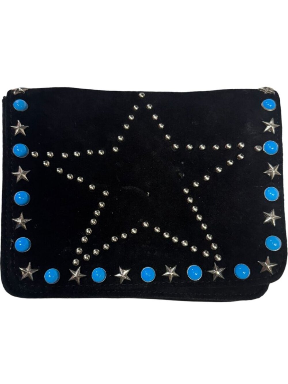 Raj L.A. Black Leather Star Studded Hand Bag with Strap - Picture 2 of 6